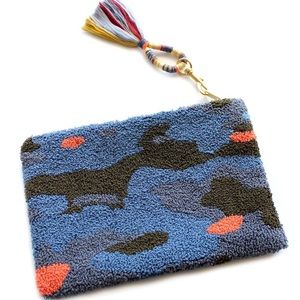 Blue Camouflage Bluma Project Handmade Sustainable Clutch with Tassle Ke…